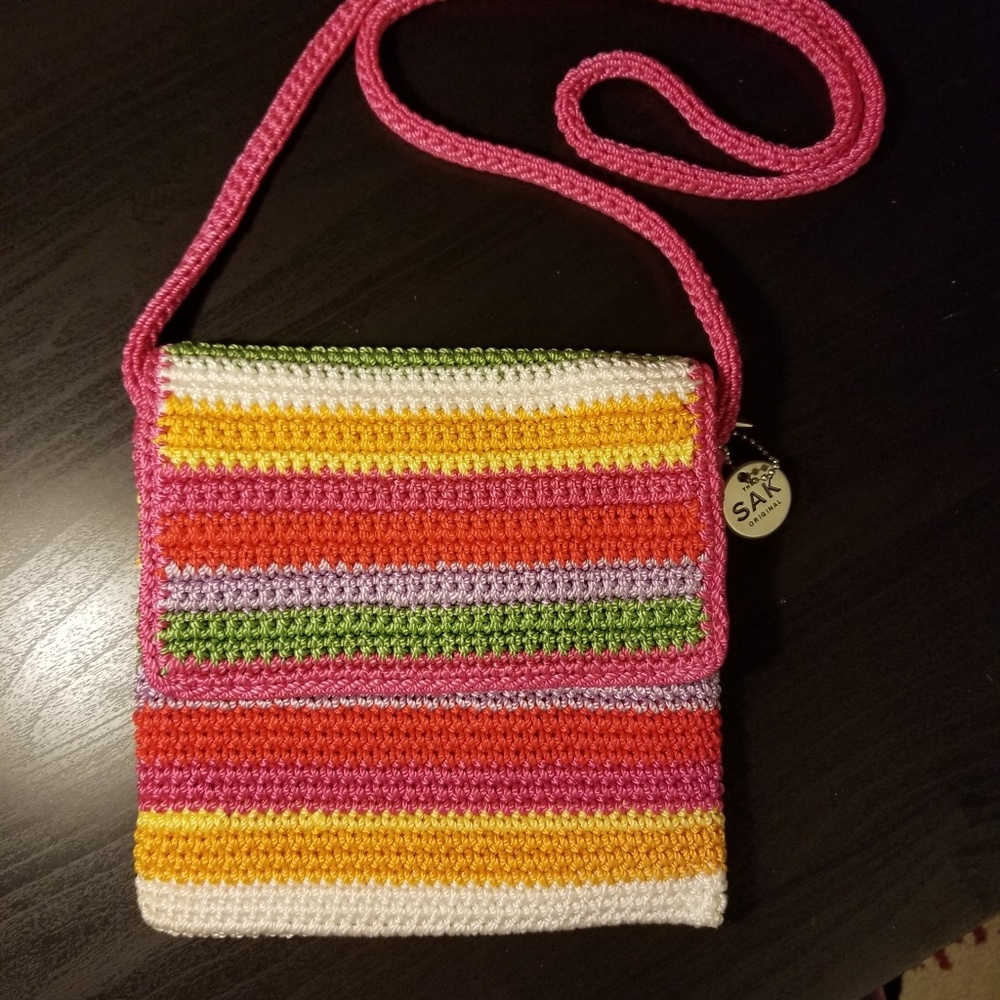 SAK original crochet flap purse